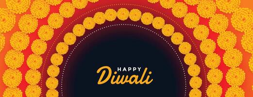 contento Diwali fiore decorativo indiano stile bandiera vettore