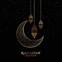 eid mubarak o Ramadan kareem nero e d'oro decorativo saluto vettore