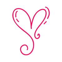 due cuori calligrafici disegnati a mano. Illustrazione lettering calligrafia. San Valentino di elemento di design di vacanza. Icona love decor per web, matrimonio e stampa. Isolato vettore