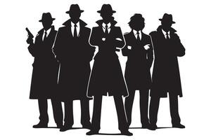 ai generato mafia silhouette vettore, investigatore silhouette vettore isolato su bianca sfondo