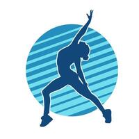 silhouette di sottile femmina fare esercizio. silhouette di un' sportivo donna fare Palestra allenarsi posa. vettore