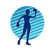 silhouette di donna boxe atleta nel azione posa. silhouette di un' femmina indossare boxe guanti per boxe sport. vettore