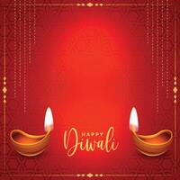 tradizionale contento Diwali rosso realistico carta design vettore