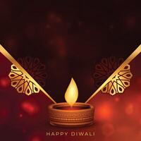bellissimo Diwali sfondo con diya olio lampada vettore
