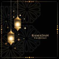 tradizionale Ramadan kareem auguri carta con islamico lanterne vettore