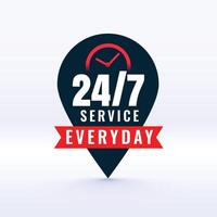 24 ore servizio ogni giorno etichetta con pointer design vettore