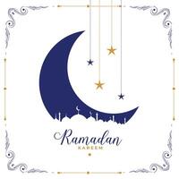 piatto decorativo Ramadan kareem bianca saluto vettore