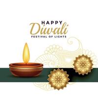 contento Diwali saluto d'oro giallo realistico sfondo vettore