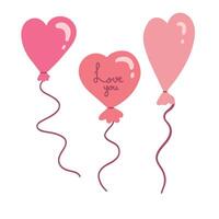 14 febbraio san valentino giorno cuore sagomato palloncini piatto design vettore