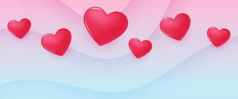 romantico cuori bandiera per san valentino giorno sociale media messaggi vettore