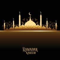 Ramadan kareem d'oro moschea design carta vettore