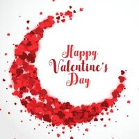 rosso papercut cuori nel cresent forma san valentino giorno sfondo vettore