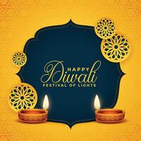 indiano stile felice Diwali auguri carta sfondo design vettore
