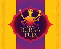 contento Durga puja indiano Festival giallo carta design vettore