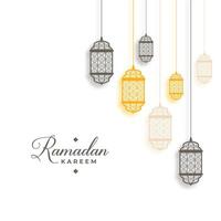 Ramadan kareem Arabo stile sfondo con sospeso lanterne vettore