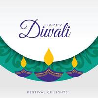 contento Diwali diya sfondo nel piatto stile vettore