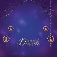 contento Diwali viola brillante d'oro sfondo vettore