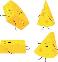 formaggio Gli amanti giorno personaggio collezione. piatto cartone animato forme. isolato vettore
