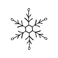 icona di vettore disegnato a mano calligrafico di Natale fiocco di neve in stile piatto alla moda isolato su priorità bassa bianca. illustrazione dell'icona della neve di natale