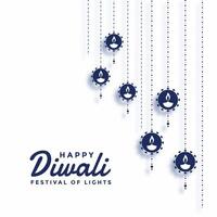 contento Diwali immagini di diya nel piatto stile vettore