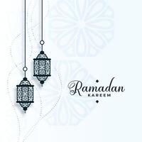 eid Ramadan kareem Arabo sfondo con lampade decorazione vettore