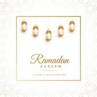 elegante bianca e d'oro Ramadan kareem sfondo vettore