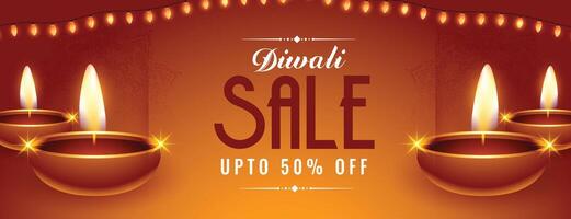 Festival Diwali vendita e sconto realistico bandiera vettore