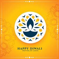 simpatico contento Diwali piatto giallo carta design vettore