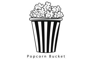 Popcorn merenda vettore icona illustrazione, popcorn linea icona