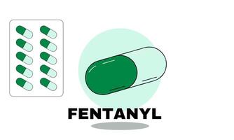 fentanil medicina fiala design illustrazione. fentanil è un' medicina Usato come un analgesico. vettore