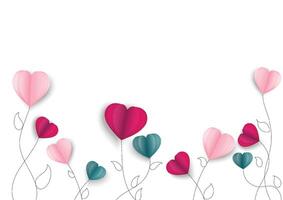 palloncini alberi su bianca sfondo.cuore sagomato palloncini icon.valentines giorno, carta arte stile di San Valentino giorno, vettore amore elementi sfondo.