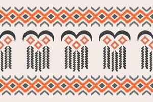 etnico ikat tessuto modello geometrico stile.africano ikat ricamo etnico orientale modello Marrone crema sfondo. astratto, illustrazione. trama, abbigliamento, cornice, decorazione, motivo, tappeto. vettore