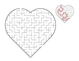 cuore labirinto, un' puzzle gioco con labirinti. un' labirinto gioco. un' labirinto con risposte. vettore