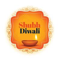 shubh Diwali tradizionale carta decorativo diya design vettore