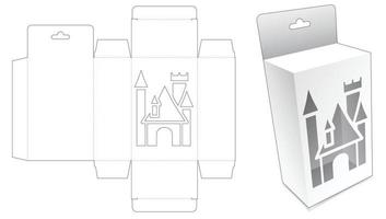 scatola da appendere con modello fustellato finestra del castello vettore