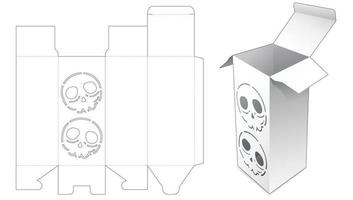 scatola di imballaggio con modello fustellato teschi stampati vettore
