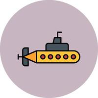sottomarino linea pieno multicolore cerchio icona vettore