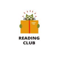 libro club design modello con carino gatto vettore