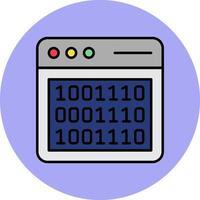 binario codice linea pieno multicolore cerchio icona vettore
