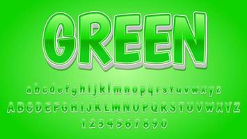 effetto carattere in stile grafico, modello di progettazione effetto testo modificabile moderno minimale 3d sfumato verde vettore