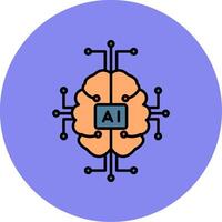 artificiale intelligenza linea pieno multicolore cerchio icona vettore