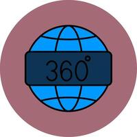 360 Visualizza linea pieno multicolore cerchio icona vettore