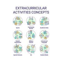 collezione di 2d modificabile colorato magro linea icone che rappresentano extracurriculari attività, isolato semplice vettore, lineare illustrazione. vettore