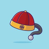 Cinese cappello semplice cartone animato vettore illustrazione Cinese nuovo anno cose concetto icona isolato