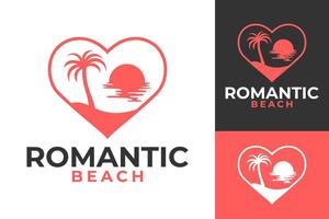vettore amore coppia romantico spiaggia logo design
