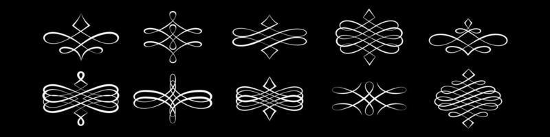 elementi di design calligrafico arricciato per logo vettore