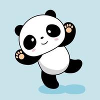panda cartone animato carino dire ciao panda animali illustrazione vettore