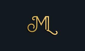 logo della lettera iniziale di moda di lusso ml. vettore