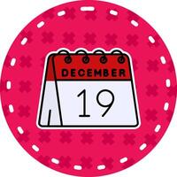 19 di dicembre linea pieno etichetta icona vettore