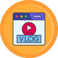 video blog linea pieno icona vettore